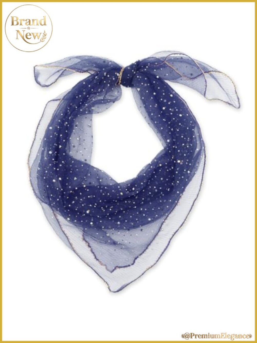 Rhinestone Sequin Head Scarf Mesh Neck Bandana Hair Wrap 31.5x31.5